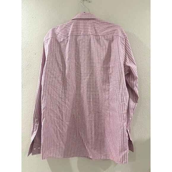 BOSS slim-fit shirt in checked performance-stretch Travel21material pink SZE 17 - Picture 2 of 8